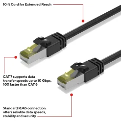 Ethernet Cables<Staples TECH 10' Cat 7 Ethernet Cable, Male to Male, Black (ST62461)