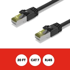 Ethernet Cables<Staples TECH 20 ft. Cat 7 Ethernet Cable, Male to Male, Black (ST62462)