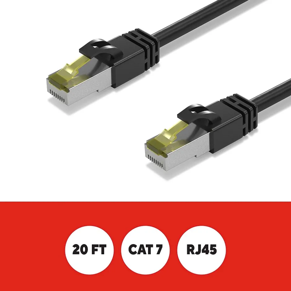 Ethernet Cables<Staples TECH 20 ft. Cat 7 Ethernet Cable, Male to Male, Black (ST62462)