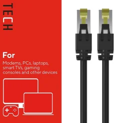 Ethernet Cables<Staples TECH 20 ft. Cat 7 Ethernet Cable, Male to Male, Black (ST62462)