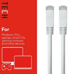 Ethernet Cables<Staples TECH 7 ft. Cat-6 Ethernet Cable, Male to Male, Gray (ST62453)