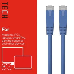 Ethernet Cables<Staples TECH 7 ft. Cat-6 Ethernet Cable, Male to Male, Blue (ST62454)
