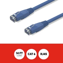 Ethernet Cables<Staples TECH 14 ft. Cat-6 Ethernet Cable, Male to Male, Blue (ST62455)