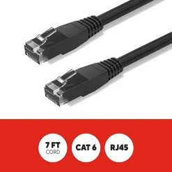 Ethernet Cables<Staples TECH 7 ft. Cat-6 Ethernet Cable, Male to Male, Black (ST62458)