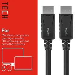 Ethernet Cables<Staples TECH 6 ft. Display Port to Display Port Audio/Video Cable, Male to Male, Black (ST62469)