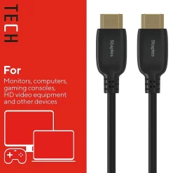 Hdmi Cables<Staples TECH 8 ft. HDMI to HDMI Audio/Video Cable, Male to Male, Black (ST62467)