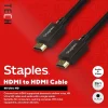 Hdmi Cables<Staples TECH 25 ft. HDMI to HDMI Audio/Video Cable, Male to Male, Black (ST62476)