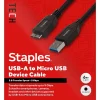 Usb Cables<Staples TECH 6 ft. USB-A to Micro USB Type B Cable, Male to Male, Black (ST62441)