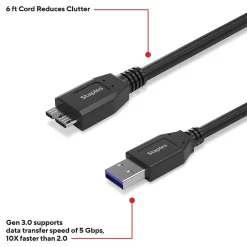Usb Cables<Staples TECH 6 ft. USB-A to Micro USB Type B Cable, Male to Male, Black (ST62441)