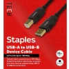 Usb Cables<Staples TECH 10 ft. USB-A to USB-B 2.0 Cable, Male to Male, Black (ST62443)