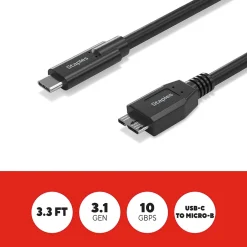 Usb Cables<Staples TECH 3.3 ft. USB-C to Micro USB Type-B Audio/Video Cable, Male to Male, Black (ST62445)
