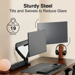Staples TECH Adjustable Dual Arms, Up to 30" Monitor, Black (51729-CC)* Ergonomic Monitor & Laptop Stands