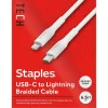 Staples TECH Lightning to USB-C Charging Cable, 6.5 ft., White (ST62333)