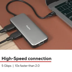 Usb Hubs<Staples TECH 8-Port Hub, Gray (ST62383)