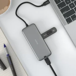 Usb Hubs<Staples TECH 8-Port Hub, Gray (ST62383)