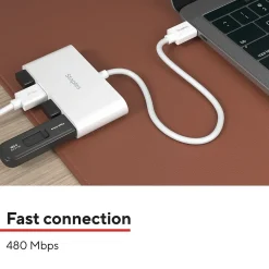 Usb Hubs<Staples TECH 4-Port USB 2.0 Hub, White (ST62376)