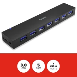 Usb Hubs<Staples TECH 7-Port USB 3.0 Hub, Black (ST62371)