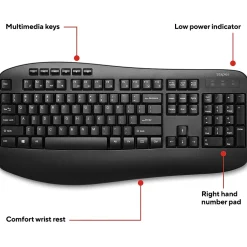 Staples TECH Wireless Comfort Keyboard, Black (ST62602)* Ergonomic Keyboards