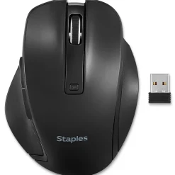Staples TECH Wireless Ergonomic Curved Optical USB Mouse, Black (ST62599)* Ergonomic Mice