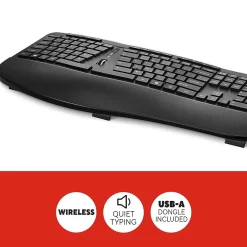 Staples TECH Wireless Ergonomic Keyboard, Black (ST62603)* Ergonomic Keyboards