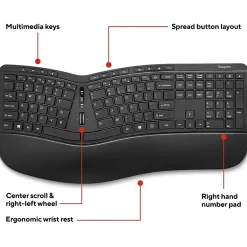 Staples TECH Wireless Ergonomic Keyboard, Black (ST62603)* Ergonomic Keyboards