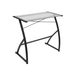 Clearance 31.5"W Glass Computer Desk, Black (44851) Corner Desks