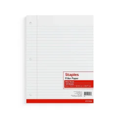 Staples Wide Ruled Filler Paper, 8" x 10.5", White, 120 Sheets/Pack, 36 Packs/Carton (TR37426) Discount
