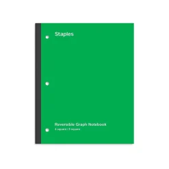 Staples Wireless 1-Subject Notebook, 8.5" x 11", Graph Ruled, 80 Sheets, (ST58384C) Green Outlet