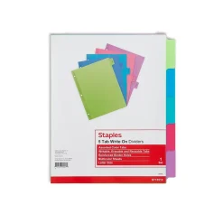 Staples Write-On Dividers, 5-Tab, Assorted Colors (13512/23180) Outlet