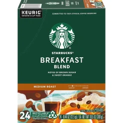 Keurig K-Cups<Starbucks Breakfast Blend Coffee Keurig® K-Cup® Pods, Medium Roast, 96/Box (SBK18995CT)