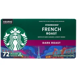 Coffee<Starbucks French Roast K-Cup Pods, Dark Roast, 72/Box (220-02159)