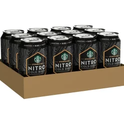 Coffee<Starbucks Nitro Black Unsweetened Cold Brew Coffee, 9.6 fl. oz., 12/Carton (19286)