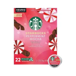 Keurig K-Cups<Starbucks Peppermint Mocha Coffee Keurig K-Cup Pods, Light Roast, 22/Box (12437832)