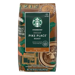 Coffee<Starbucks Pike Place Decaf Ground Coffee, Medium Roast, 16 oz. (SBK96781)