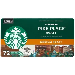 Coffee<Starbucks Pike Place K-Cup Pods, Medium Roast, 72/Box (220-02158)
