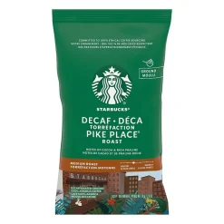 Coffee<Starbucks Pike Place Roast Decaf Ground Coffee, Medium Roast, 2.5 oz., 18/Box (11023061)