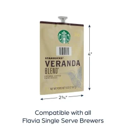 Keurig K-Cups<Starbucks Veranda Blend Coffee Flavia Freshpack, Blonde Roast, 80/Carton (MDR01037)