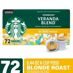 Coffee<Starbucks Veranda Blend K-Cup Pods, Light Roast, 72/Box (220-02161)