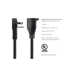 Extension Cords<StarTech 10' Extension Cord, 16 AWG, Black (RTPAC10110)