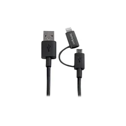 Power Cables<StarTech 3.3' Lightning/Micro USB to USB Male to Male Cable, Black (LTUB1MBK)