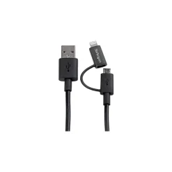 Power Cables<StarTech 3.3' Lightning/Micro USB to USB Male to Male Cable, Black (LTUB1MBK)
