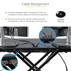 Discount Adjustable Large Surface Corner Sit Stand Desk Converter for Dual Monitors, Keyboard Tray, 35