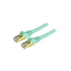 Ethernet Cables<StarTech 4ft Aqua Cat6a Shielded Patch Cable, Cat6a Ethernet Cable, 4 ft Cat 6a STP Cable, Snagless RJ45 Ethernet Cord