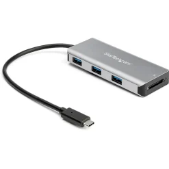Usb Hubs<StarTech 3-Port USB-A Hub and SD Card Reader, Gray (HB31C3ASDMB)
