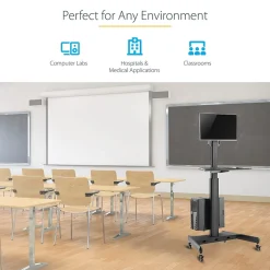 StarTech .com Adjustable Mobile Workstation Cart with Monitor Mount, 50.4