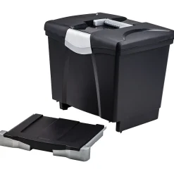 Storex File Box with Pull-Out Tray, Letter Size, Black (61523E02C)