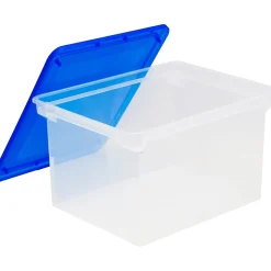 Storex File Storage Box with Snap-On Lid, Letter/Legal Size, Clear/Blue (STX61508U01C) Sale