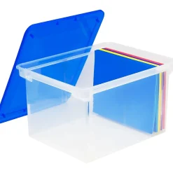 Storex File Storage Box with Snap-On Lid, Letter/Legal Size, Clear/Blue (STX61508U01C) Sale