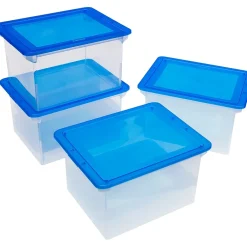 Storex File Storage Box with Snap-On Lid, Letter/Legal Size, Clear/Blue (STX61508U01C) Sale