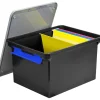 Storex Letter/Legal Portable File Tote Storage Box With Locking Handle, Letter/Legal Size, Black (STX61543U01C) Discount